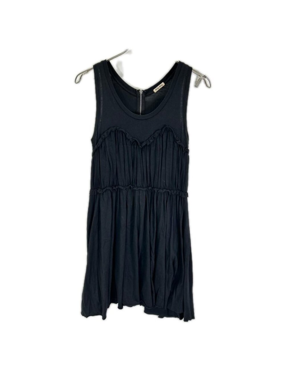 Miu Miu 13 SS Black Gathering Cotton Dress XS